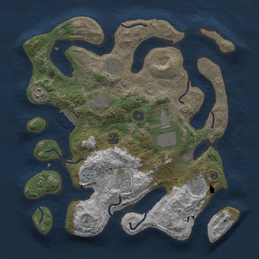 Rust Map: Procedural Map, Size: 3500, Seed: 501435259, 13 Monuments