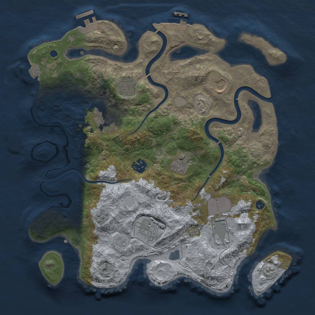 Rust Map: Procedural Map, Size: 3500, Seed: 501435259, 14 Monuments