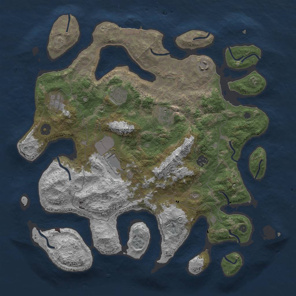 Rust Map: Procedural Map, Size: 4000, Seed: 422890, 11 Monuments