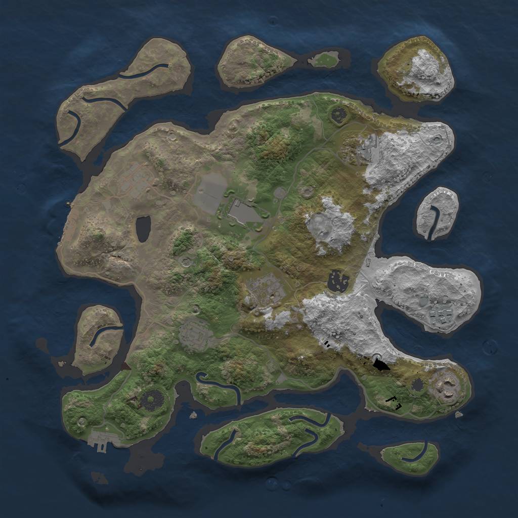 Rust Map: Procedural Map, Size: 3500, Seed: 31786, 13 Monuments