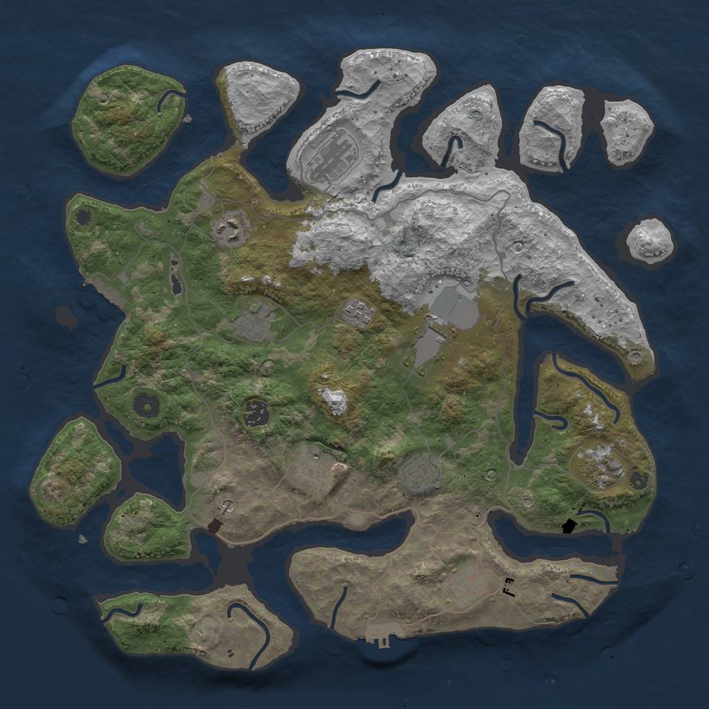 Rust Map: Procedural Map, Size: 4000, Seed: 1090573837, 15 Monuments