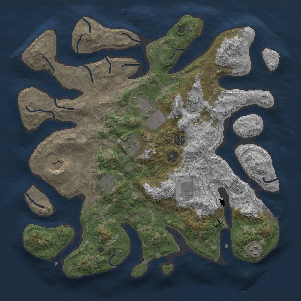 Rust Map: Procedural Map, Size: 4000, Seed: 669682, 13 Monuments