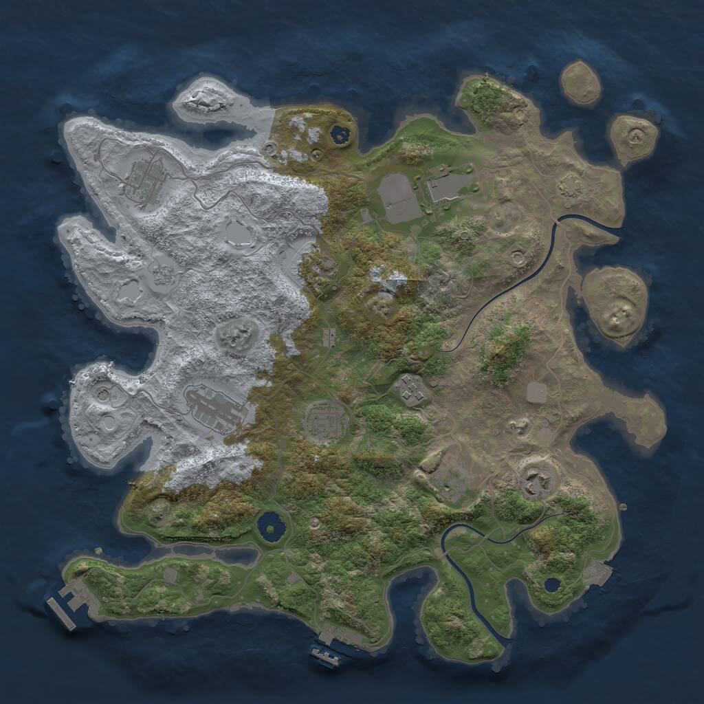 Rust Map: Procedural Map, Size: 3700, Seed: 1664892640, 14 Monuments