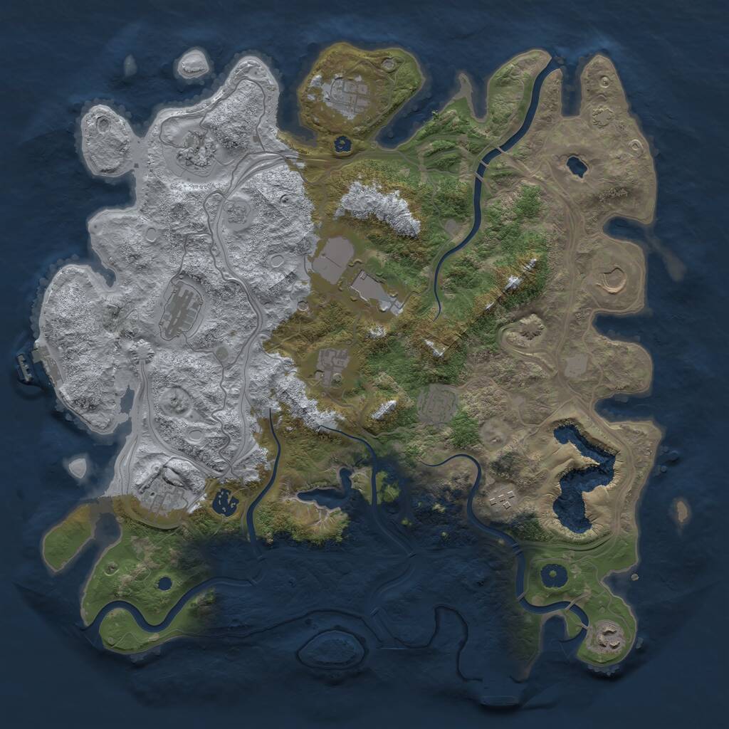Rust Map: Procedural Map, Size: 4250, Seed: 727267, 17 Monuments