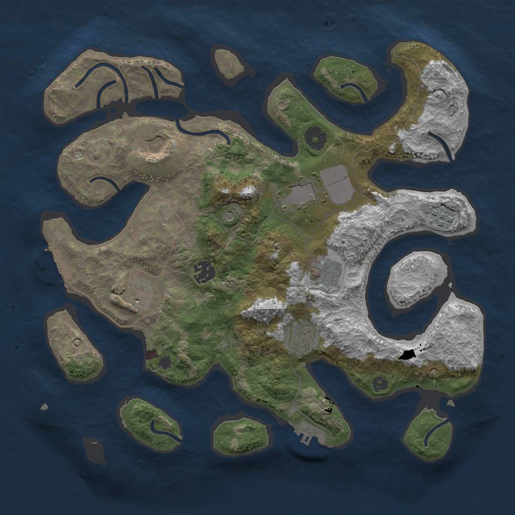 Rust Map: Procedural Map, Size: 3500, Seed: 121621, 12 Monuments