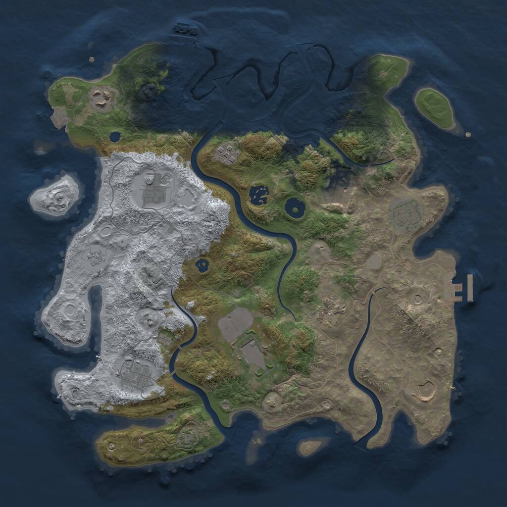 Rust Map: Procedural Map, Size: 3750, Seed: 2090142685, 16 Monuments