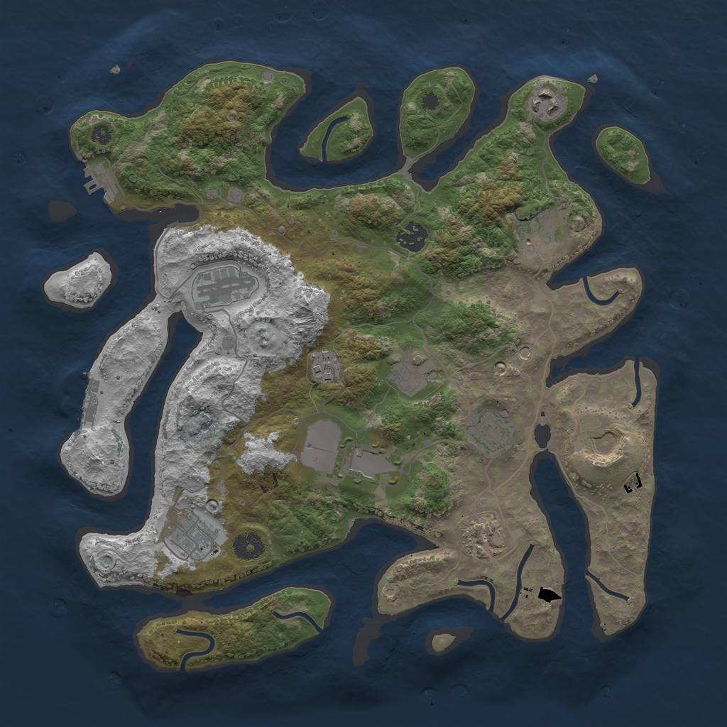 Rust Map: Procedural Map, Size: 3750, Seed: 2090142685, 16 Monuments