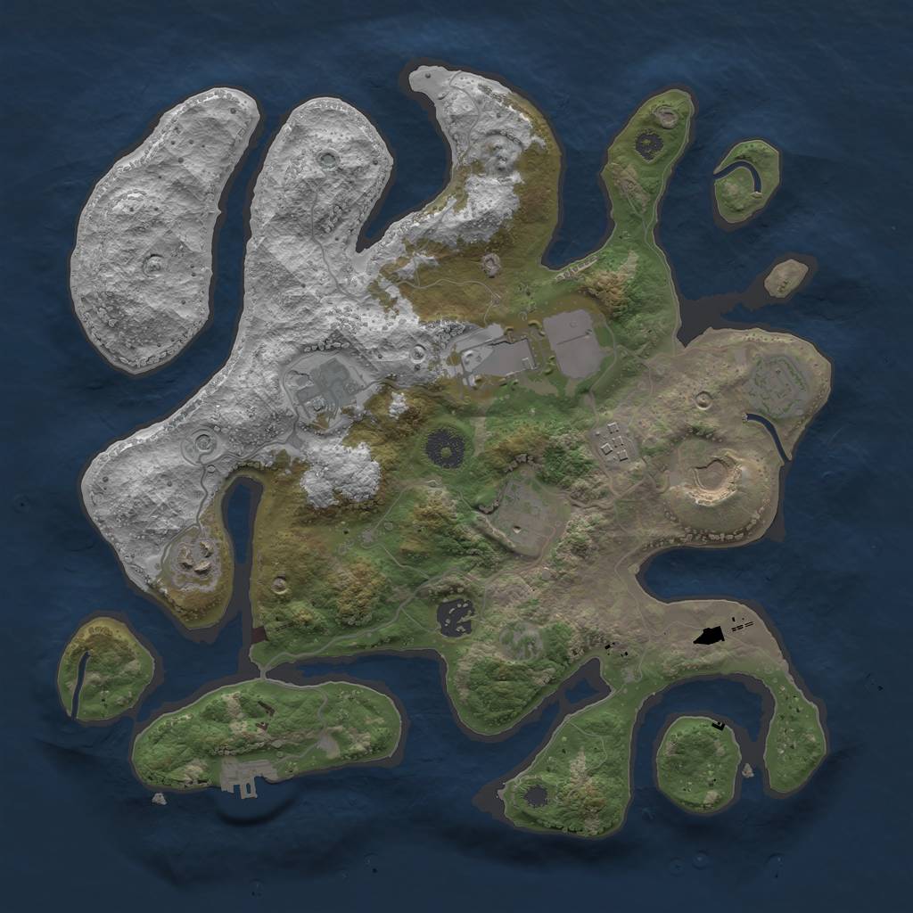 Rust Map: Procedural Map, Size: 3500, Seed: 575603, 12 Monuments