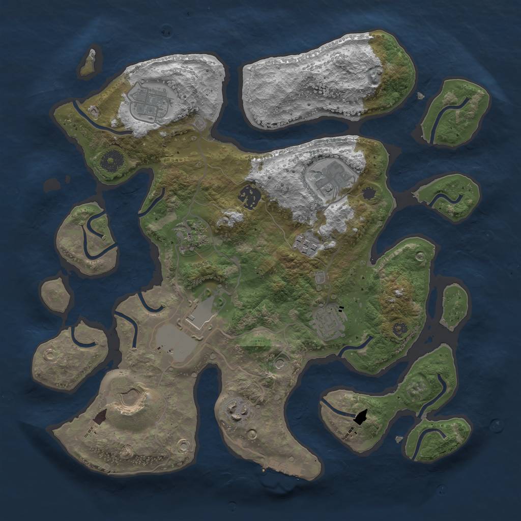 Rust Map: Procedural Map, Size: 3500, Seed: 836289, 13 Monuments