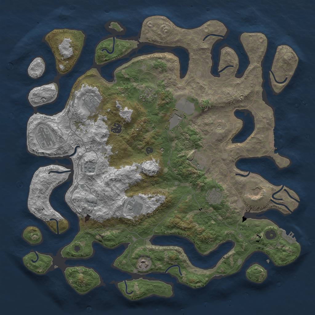 Rust Map: Procedural Map, Size: 4500, Seed: 613367, 16 Monuments