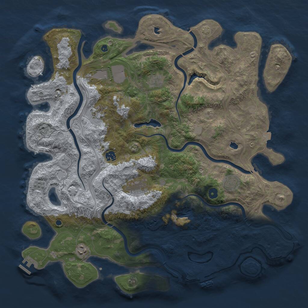 Rust Map: Procedural Map, Size: 4500, Seed: 613367, 14 Monuments