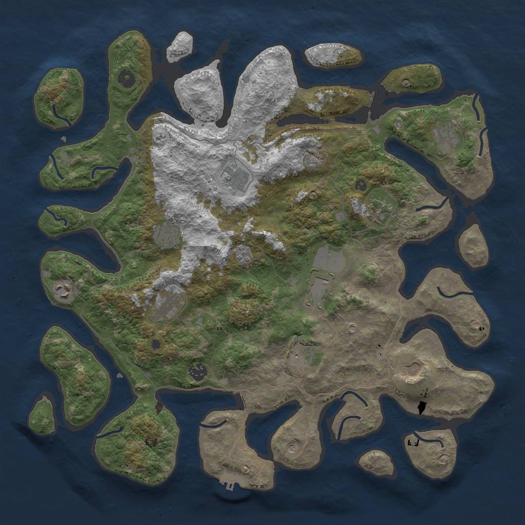 Rust Map: Procedural Map, Size: 4500, Seed: 750080, 15 Monuments