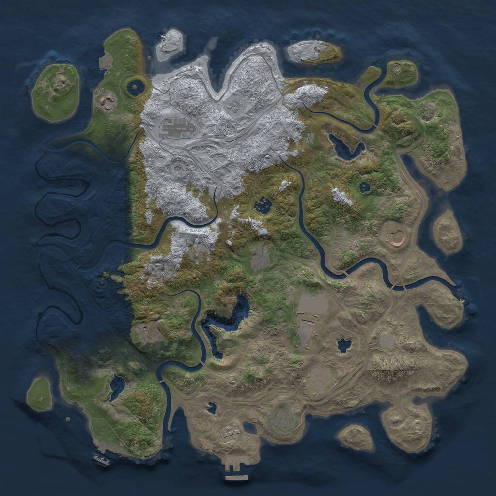 Rust Map: Procedural Map, Size: 4500, Seed: 750080, 16 Monuments