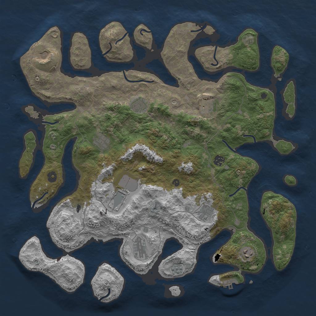 Rust Map: Procedural Map, Size: 4500, Seed: 990054, 14 Monuments