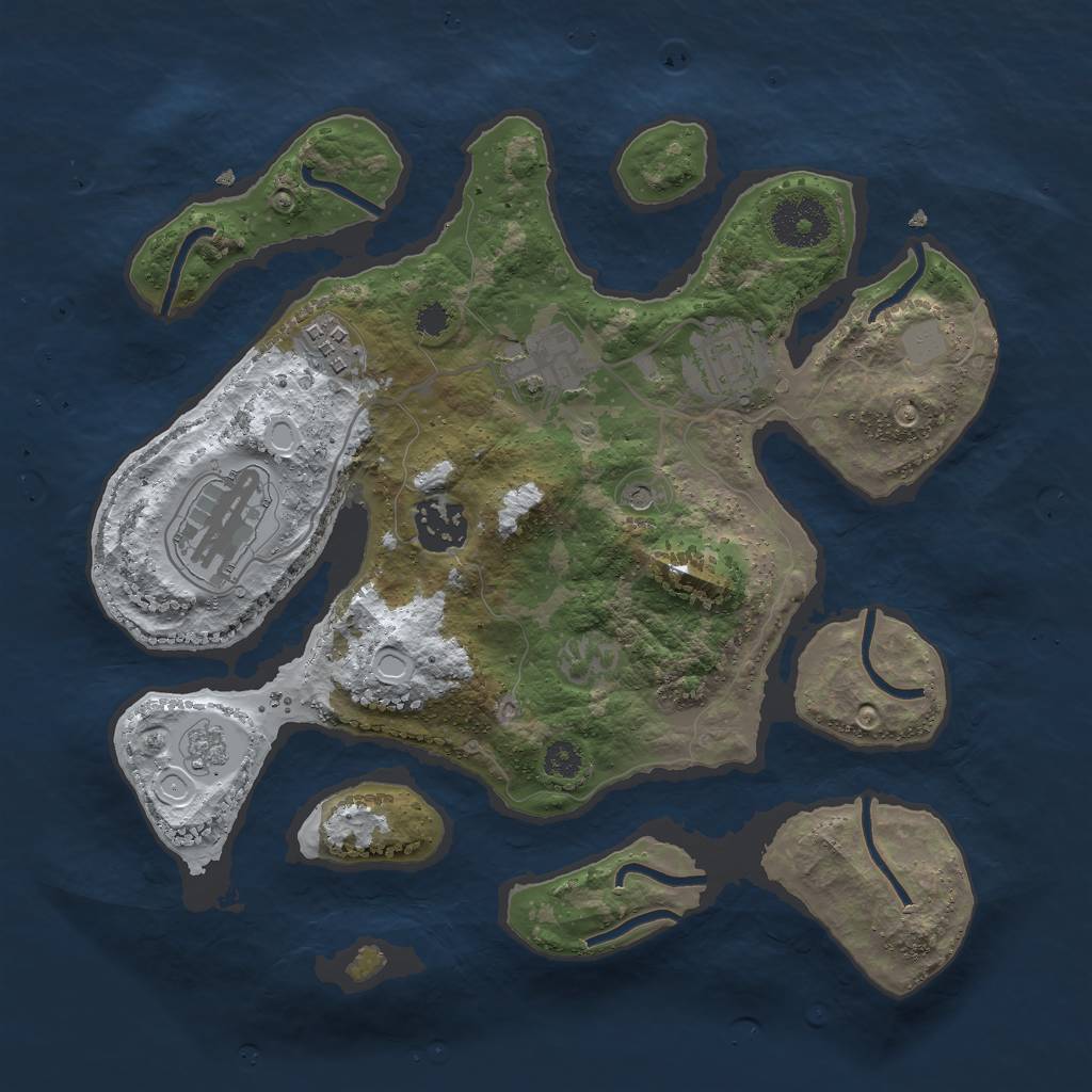 Rust Map: Procedural Map, Size: 3000, Seed: 23665, 12 Monuments