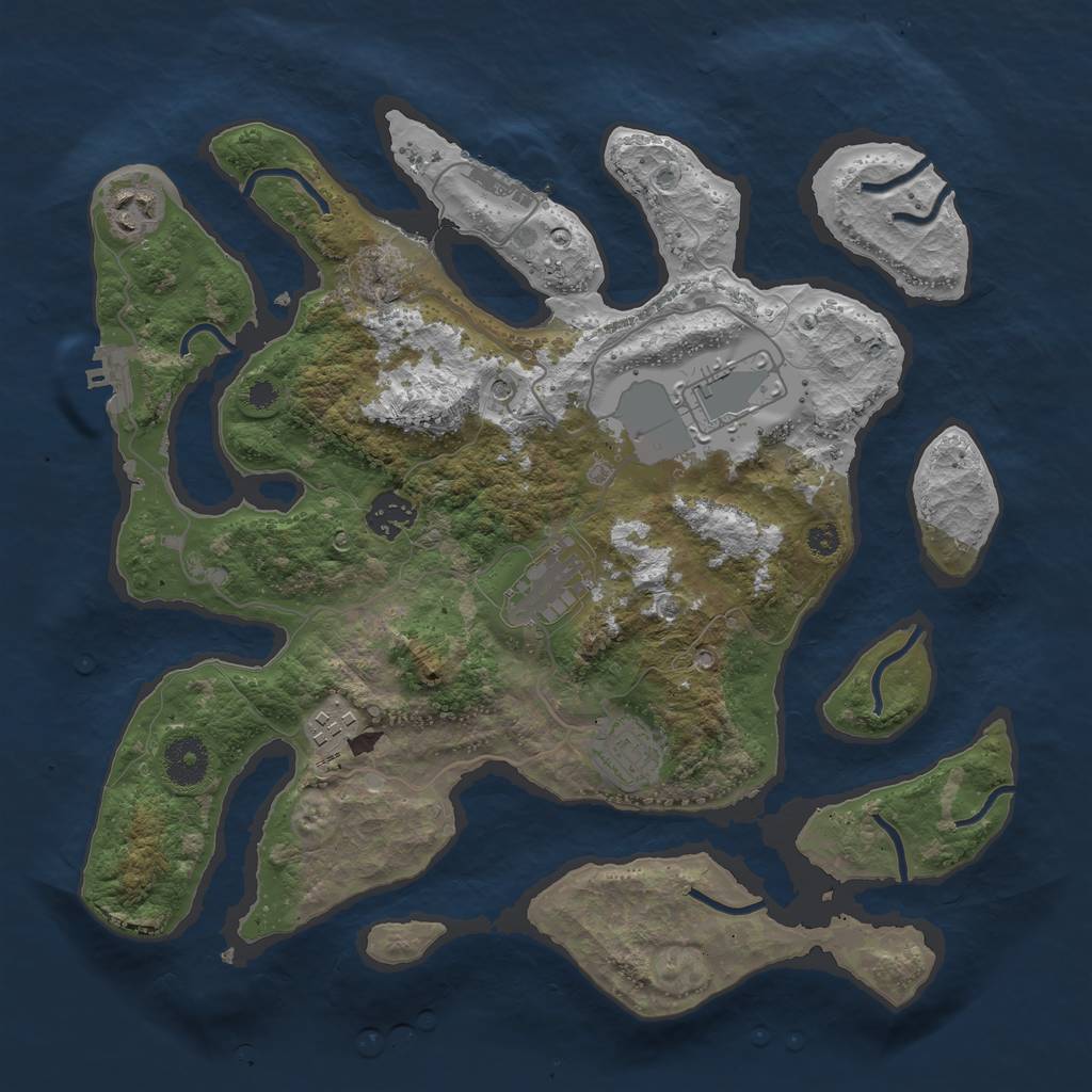 Rust Map: Procedural Map, Size: 3500, Seed: 1671502831, 11 Monuments