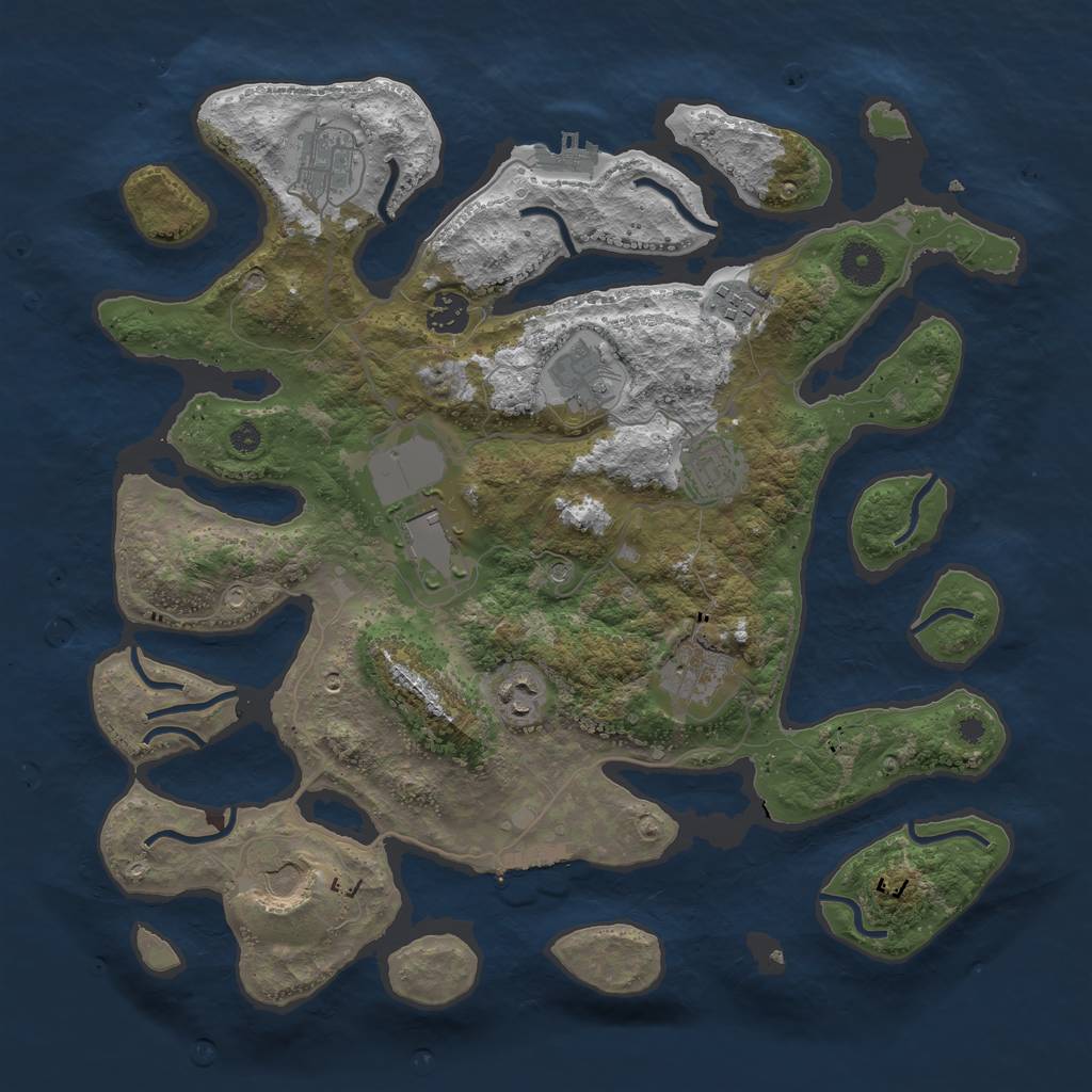 Rust Map: Procedural Map, Size: 3800, Seed: 456976845, 14 Monuments