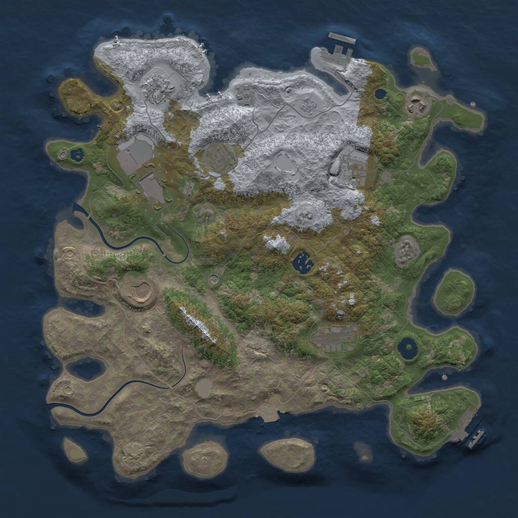 Rust Map: Procedural Map, Size: 3800, Seed: 456976845, 15 Monuments