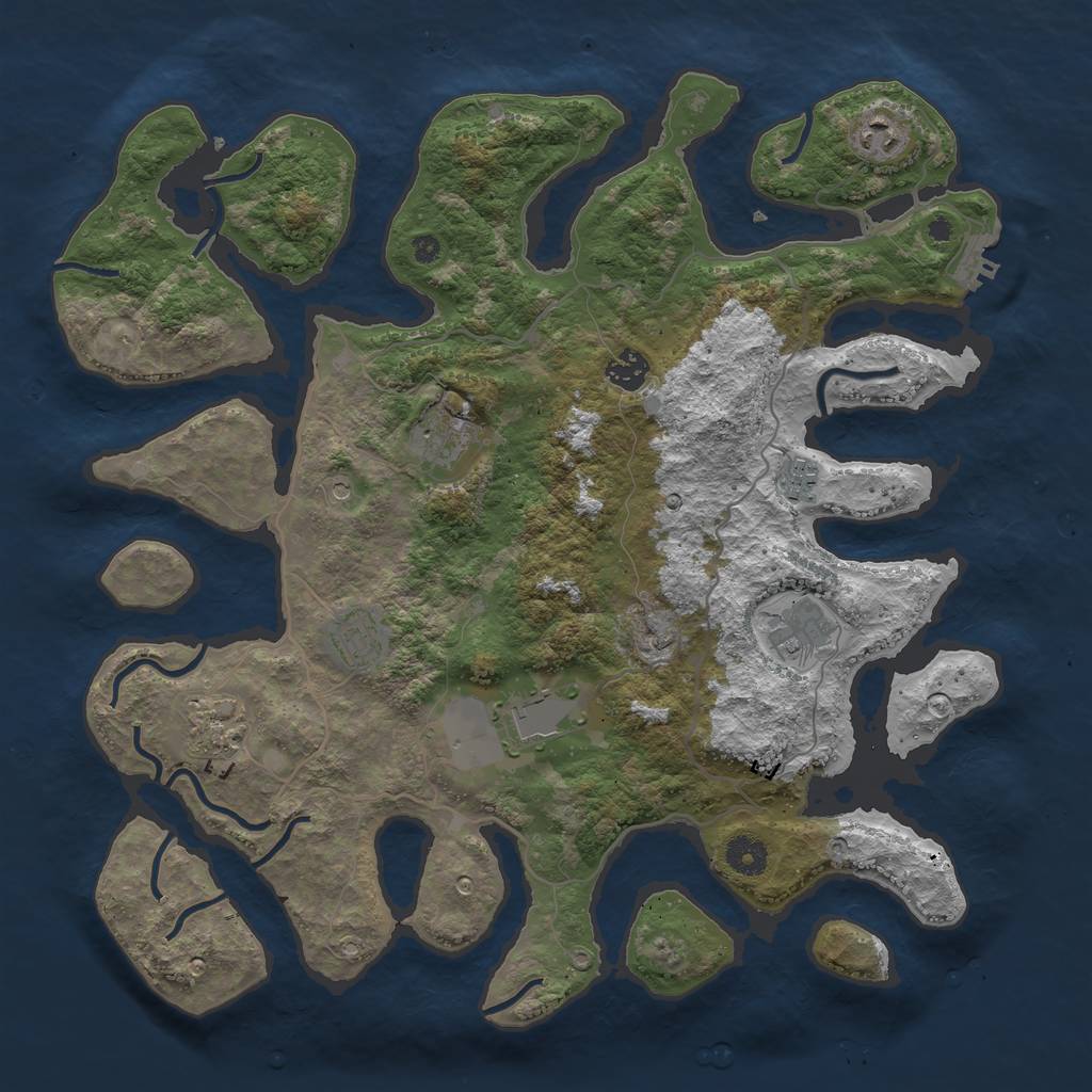 Rust Map: Procedural Map, Size: 4000, Seed: 799039, 12 Monuments