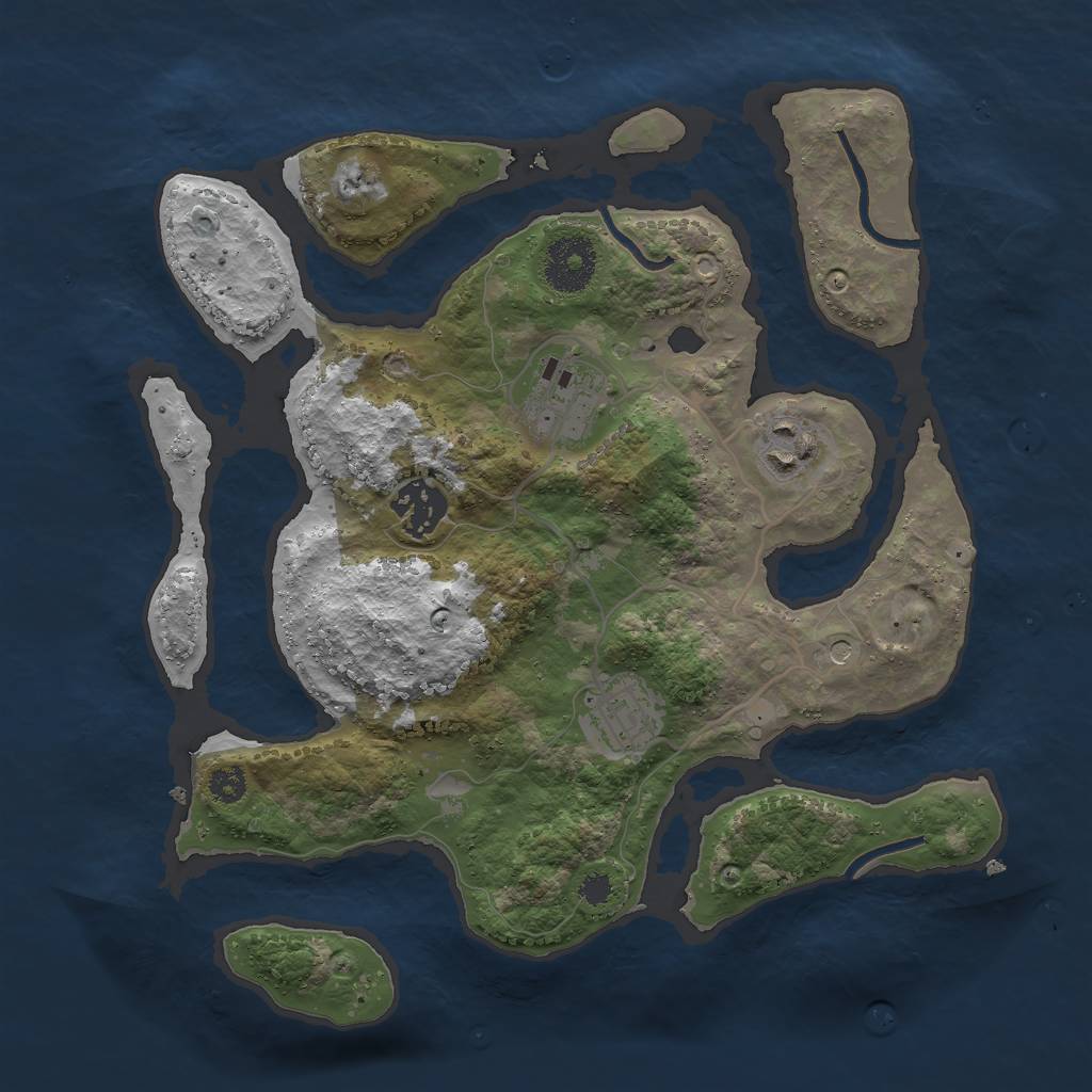 Rust Map: Procedural Map, Size: 3000, Seed: 13554300, 7 Monuments