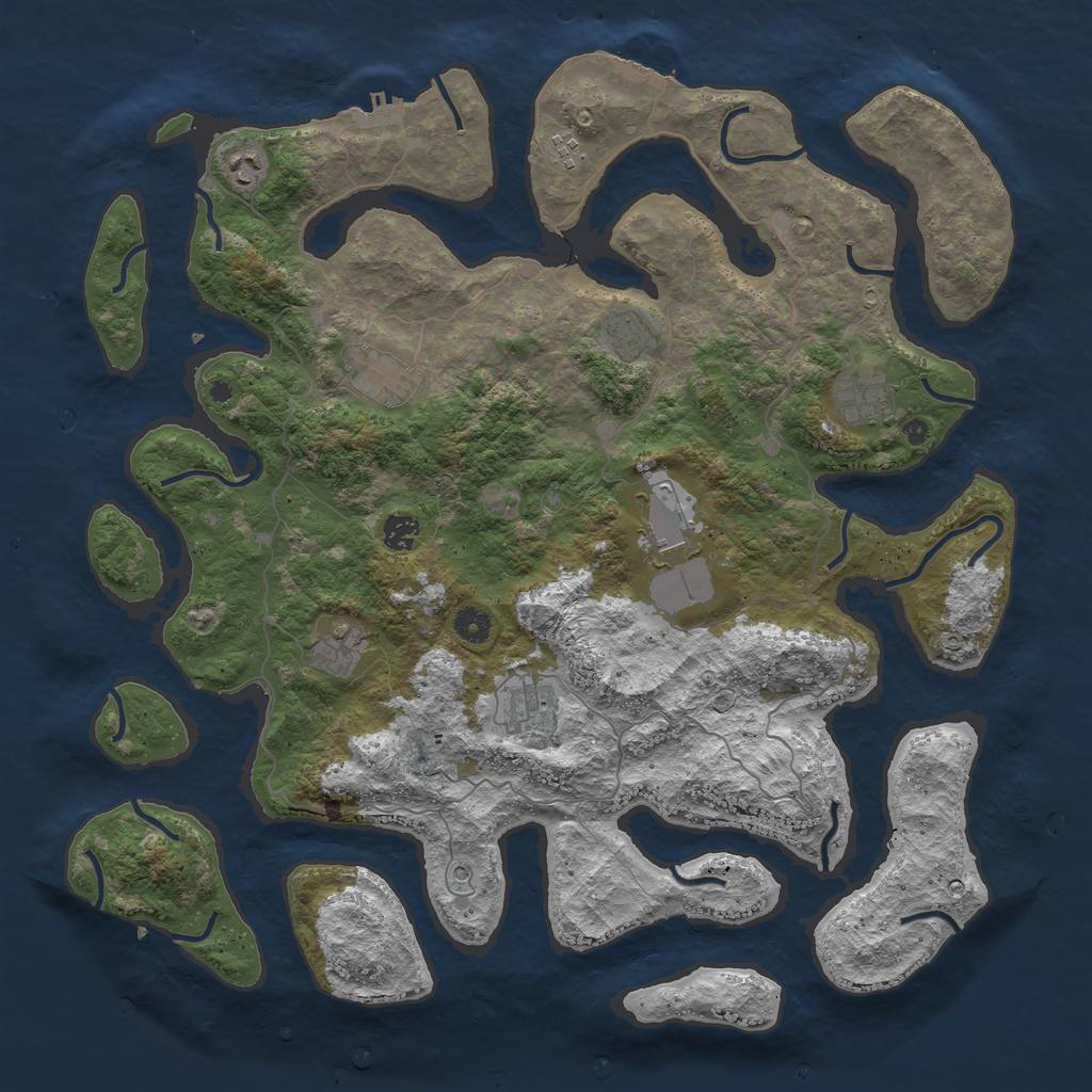 Rust Map: Procedural Map, Size: 4500, Seed: 31531695, 14 Monuments