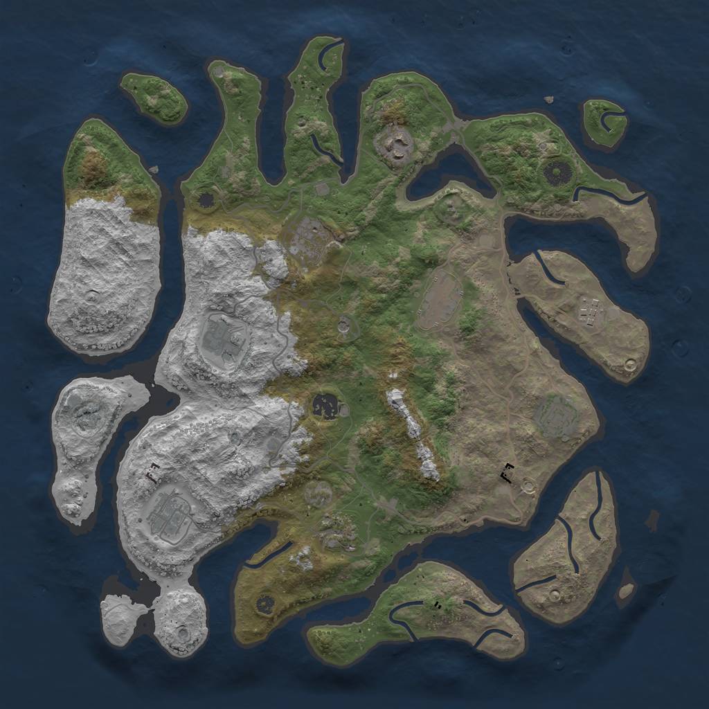 Rust Map: Procedural Map, Size: 4000, Seed: 593649, 12 Monuments