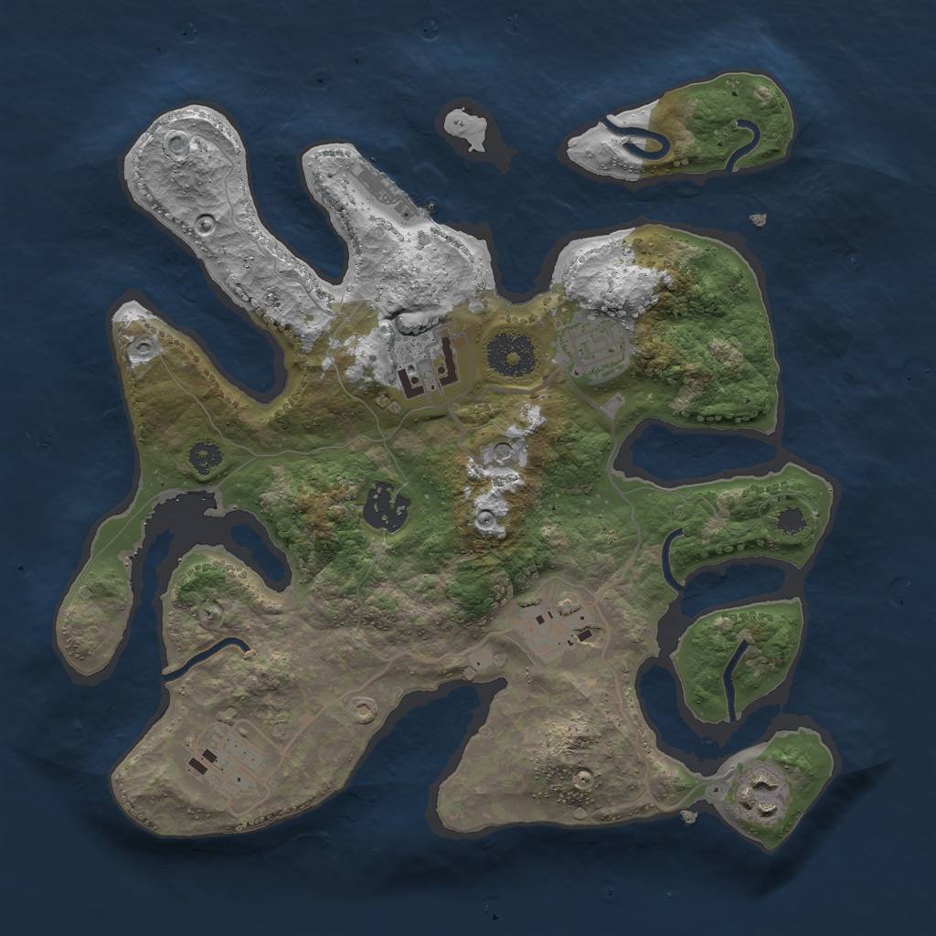 Rust Map: Procedural Map, Size: 3000, Seed: 42172, 10 Monuments