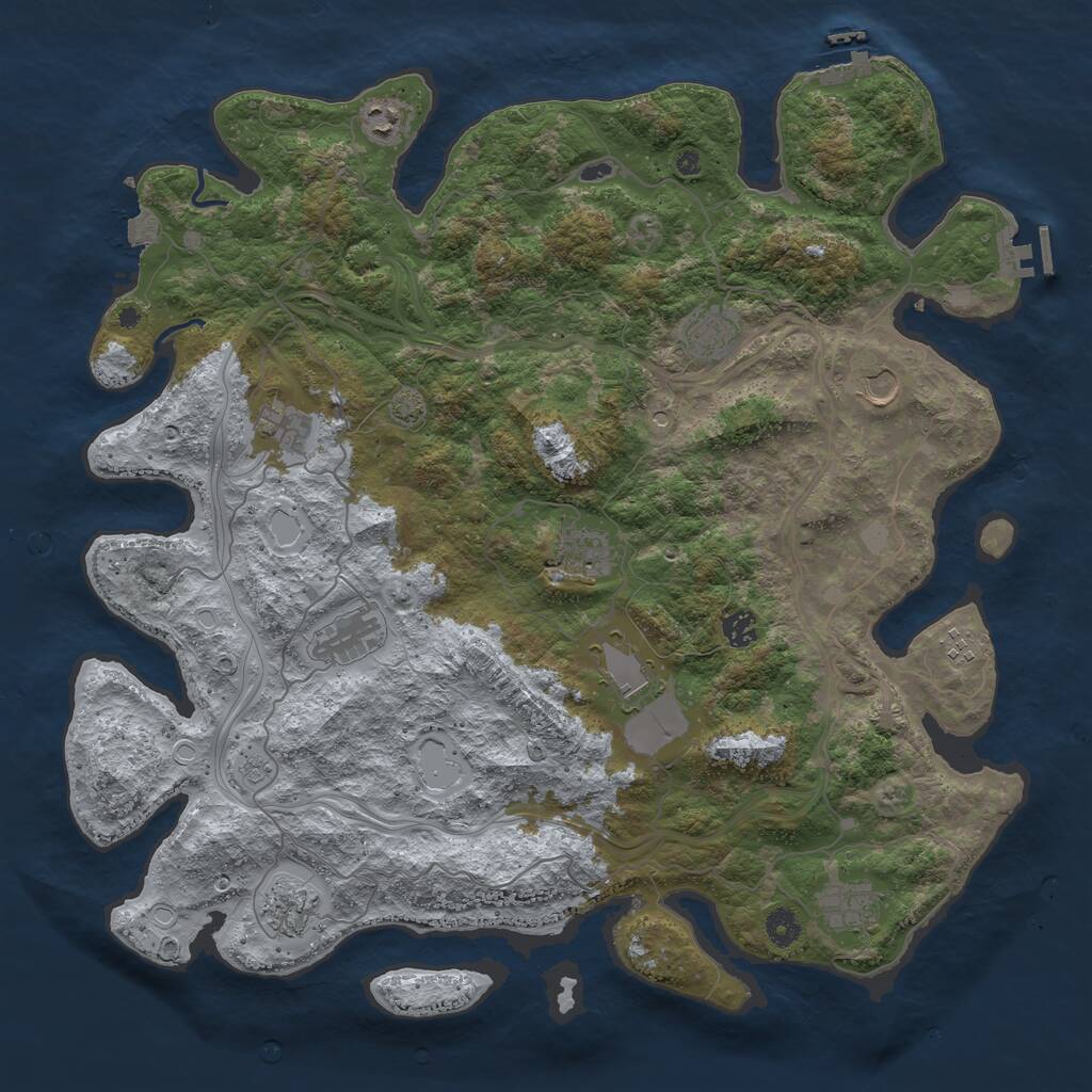Rust Map: Procedural Map, Size: 4500, Seed: 433665, 17 Monuments