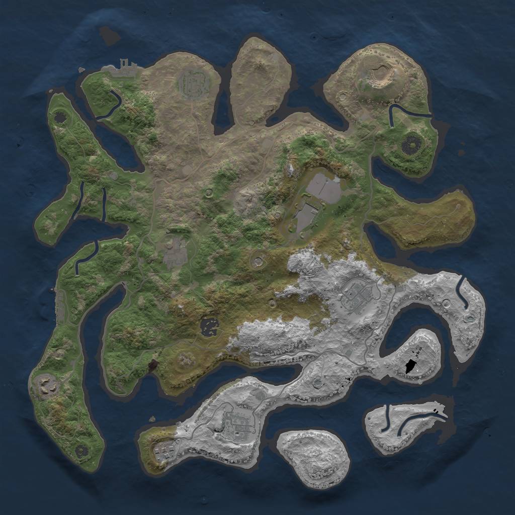 Rust Map: Procedural Map, Size: 4000, Seed: 81511, 14 Monuments