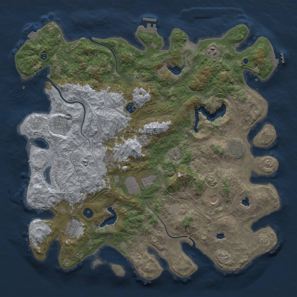 Rust Map: Procedural Map, Size: 4500, Seed: 1332544110, 15 Monuments