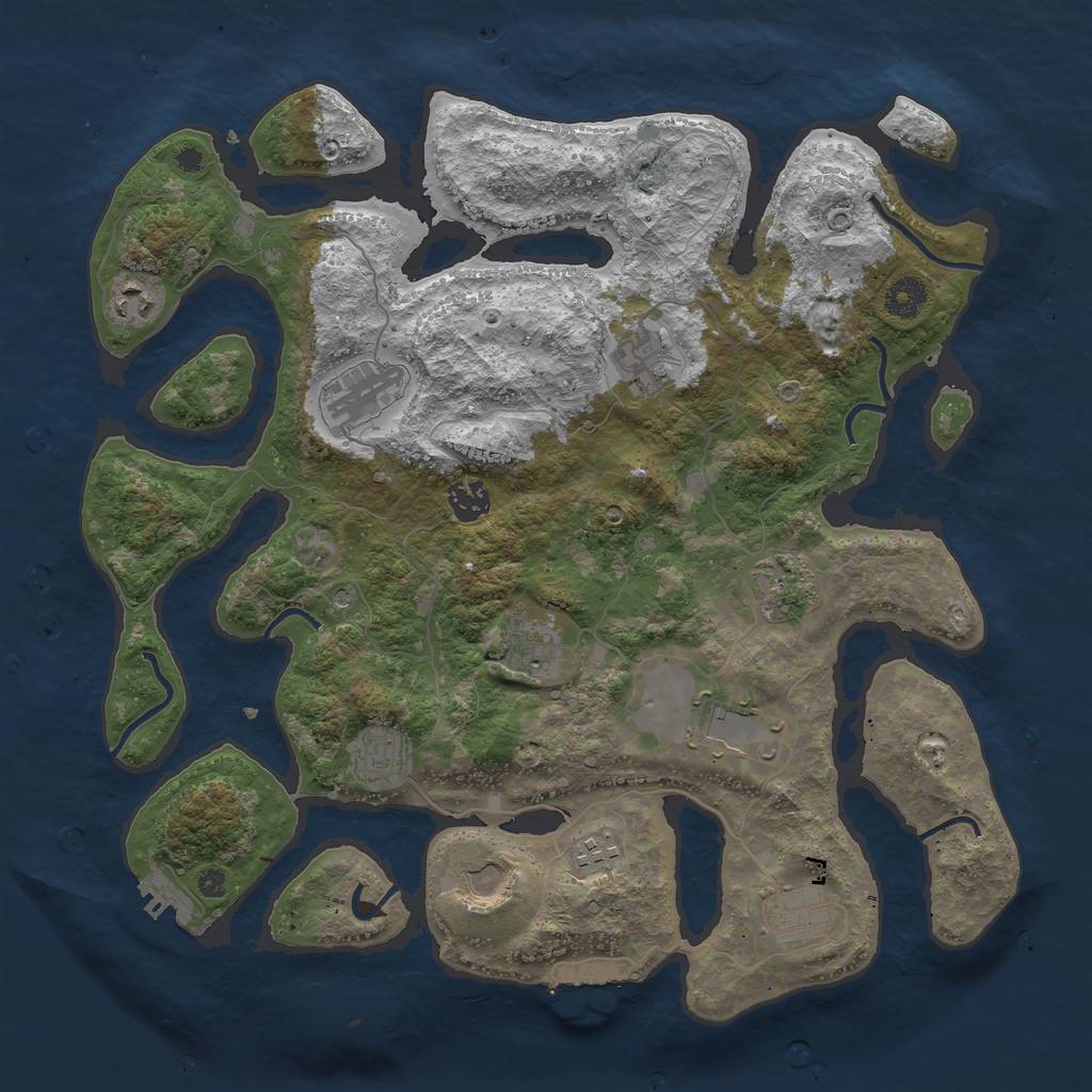 Rust Map: Procedural Map, Size: 3900, Seed: 190162639, 16 Monuments