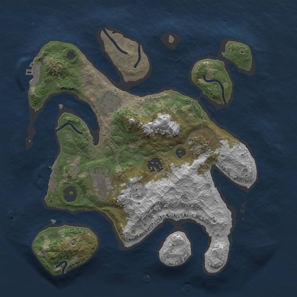 Rust Map: Procedural Map, Size: 3000, Seed: 76485, 8 Monuments