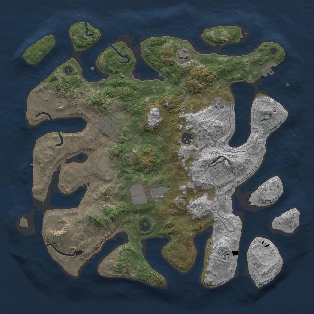 Rust Map: Procedural Map, Size: 4000, Seed: 178590, 13 Monuments