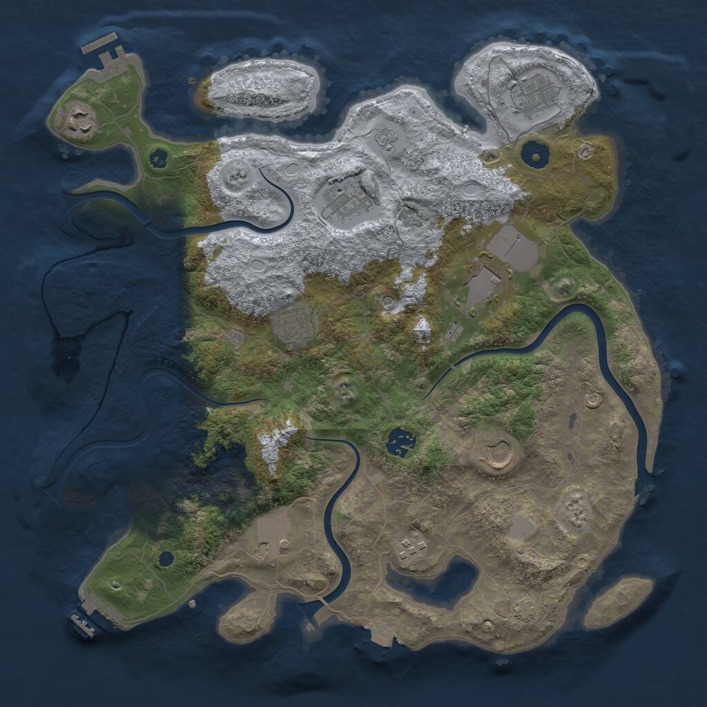 Rust Map: Procedural Map, Size: 3750, Seed: 1620290393, 15 Monuments