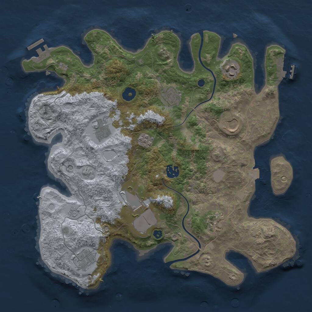 Rust Map: Procedural Map, Size: 3500, Seed: 2034783515, 15 Monuments