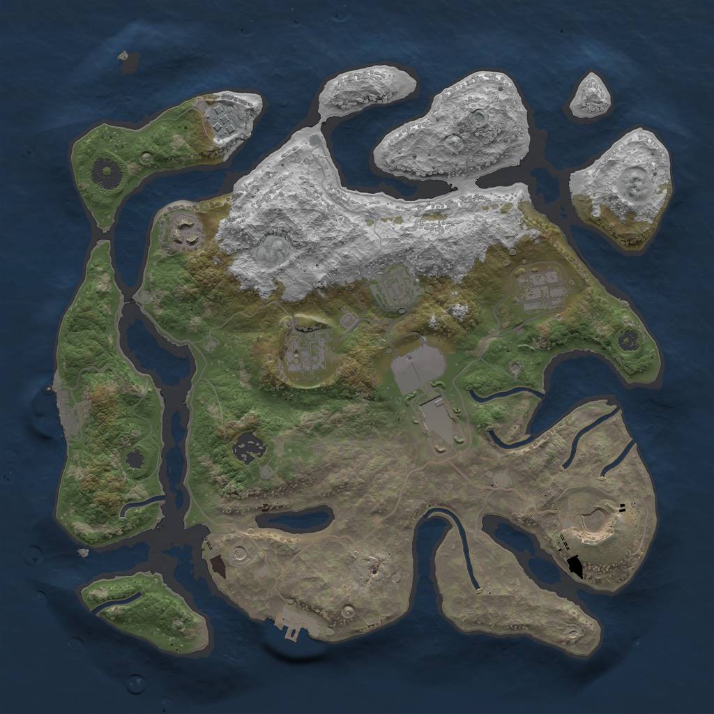 Rust Map: Procedural Map, Size: 3500, Seed: 759197, 13 Monuments