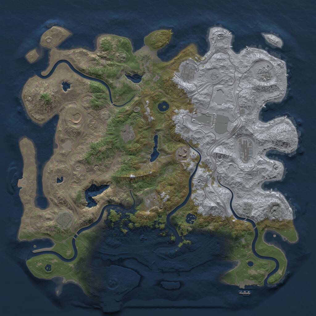 Rust Map: Procedural Map, Size: 4500, Seed: 852738422, 17 Monuments