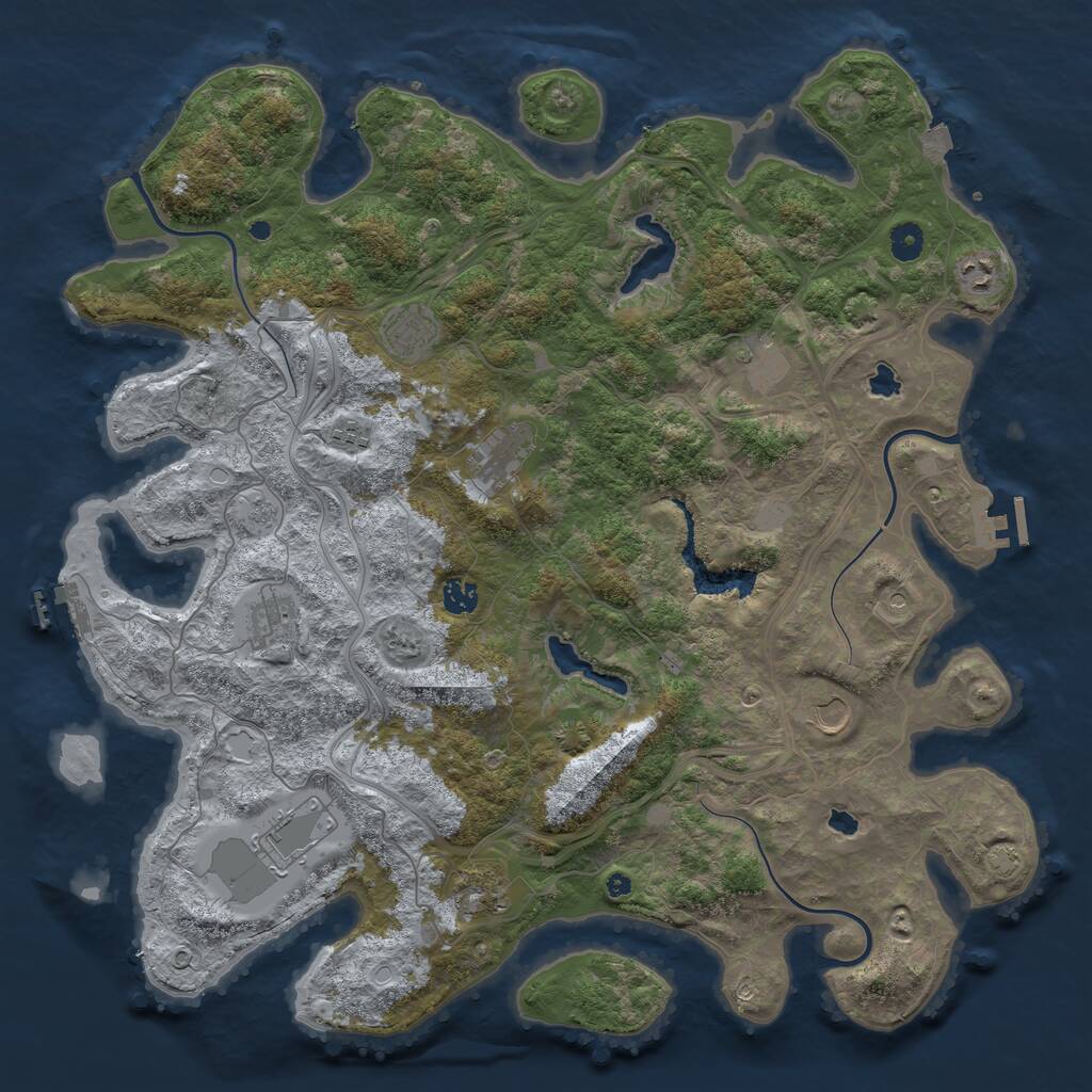 Rust Map: Procedural Map, Size: 4500, Seed: 336447, 16 Monuments
