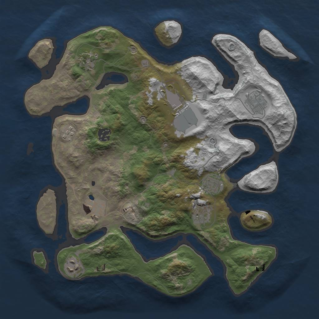 Rust Map: Barren, Size: 3500, Seed: 153424, 12 Monuments