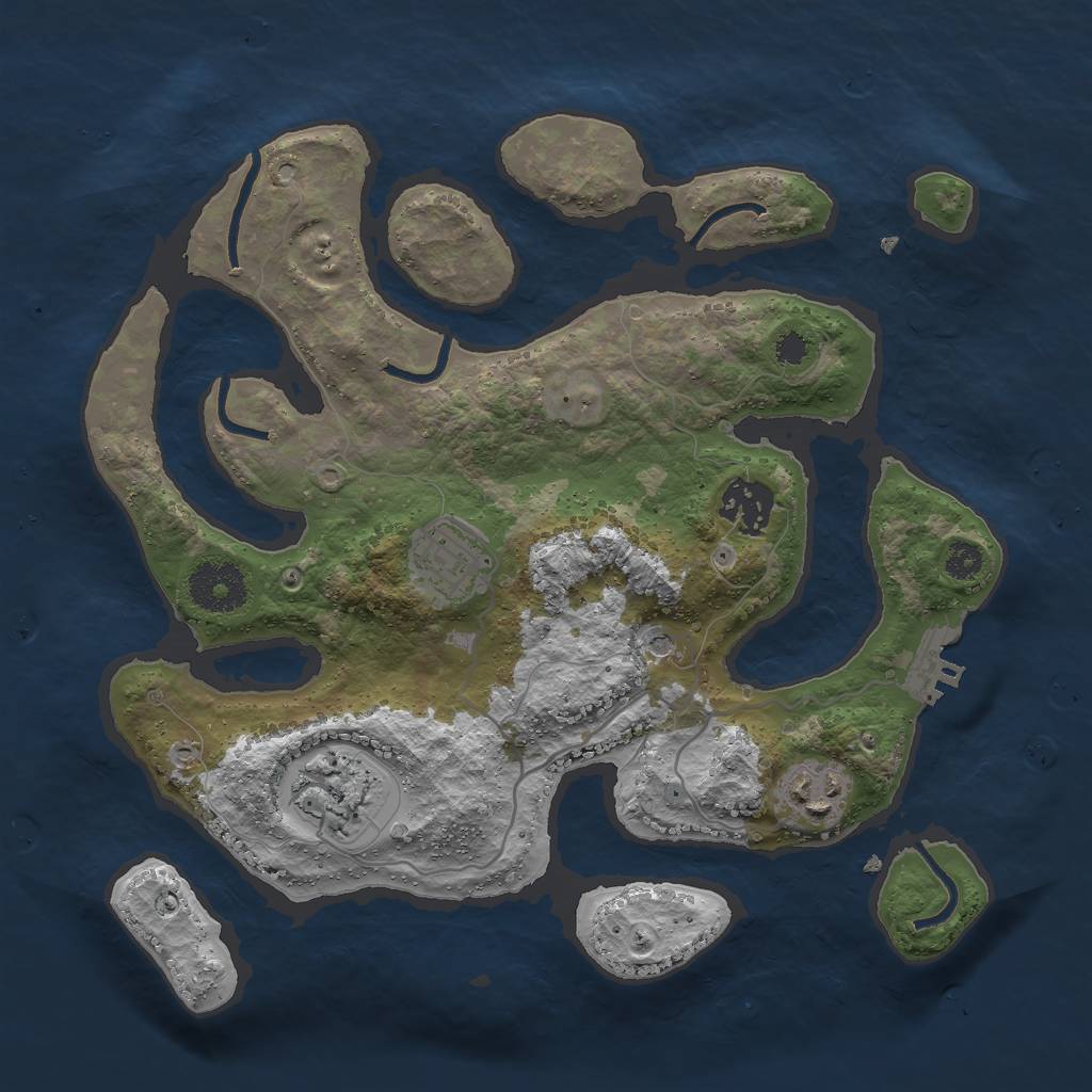 Rust Map: Procedural Map, Size: 3000, Seed: 590729428, 8 Monuments