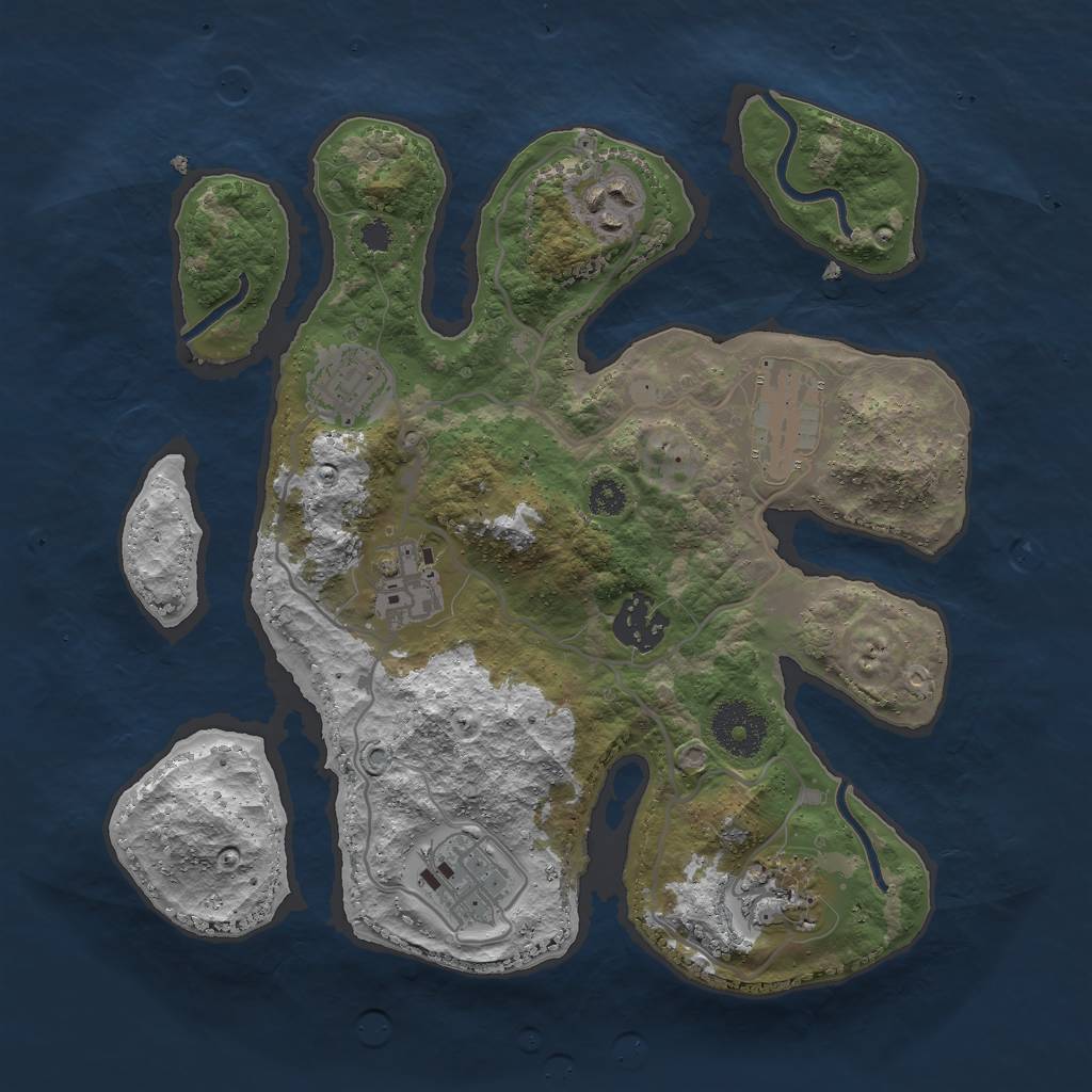 Rust Map: Procedural Map, Size: 3000, Seed: 1619461859, 9 Monuments