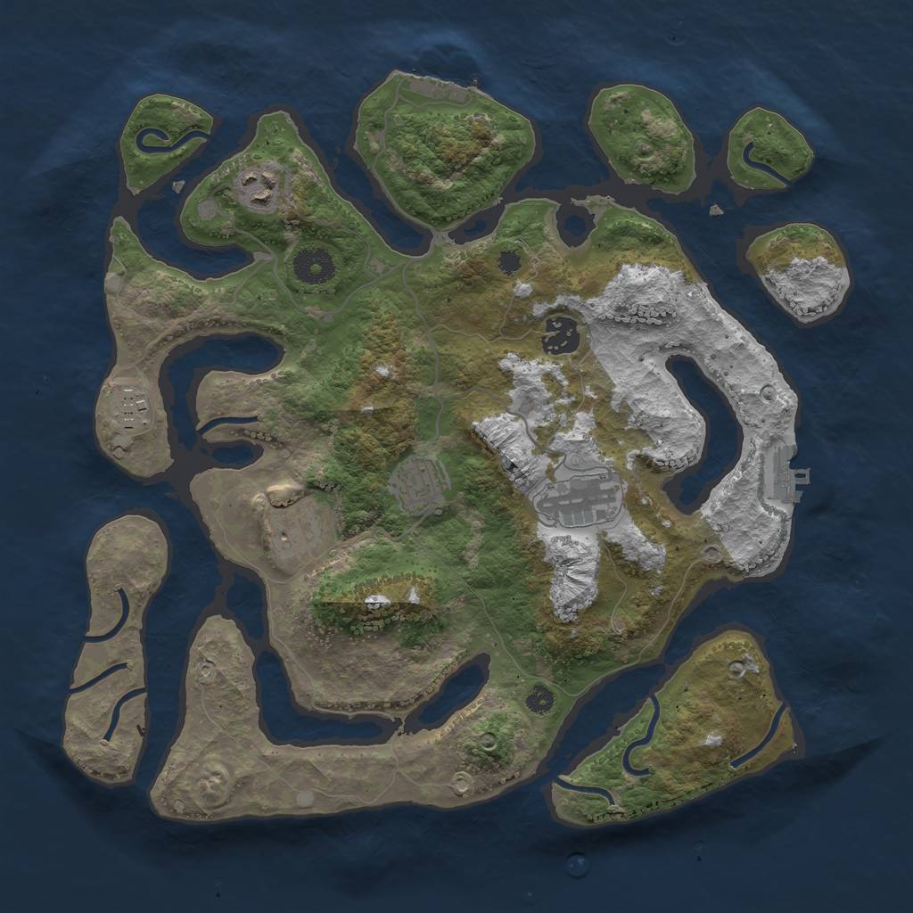 Rust Map: Procedural Map, Size: 3500, Seed: 373590609, 10 Monuments