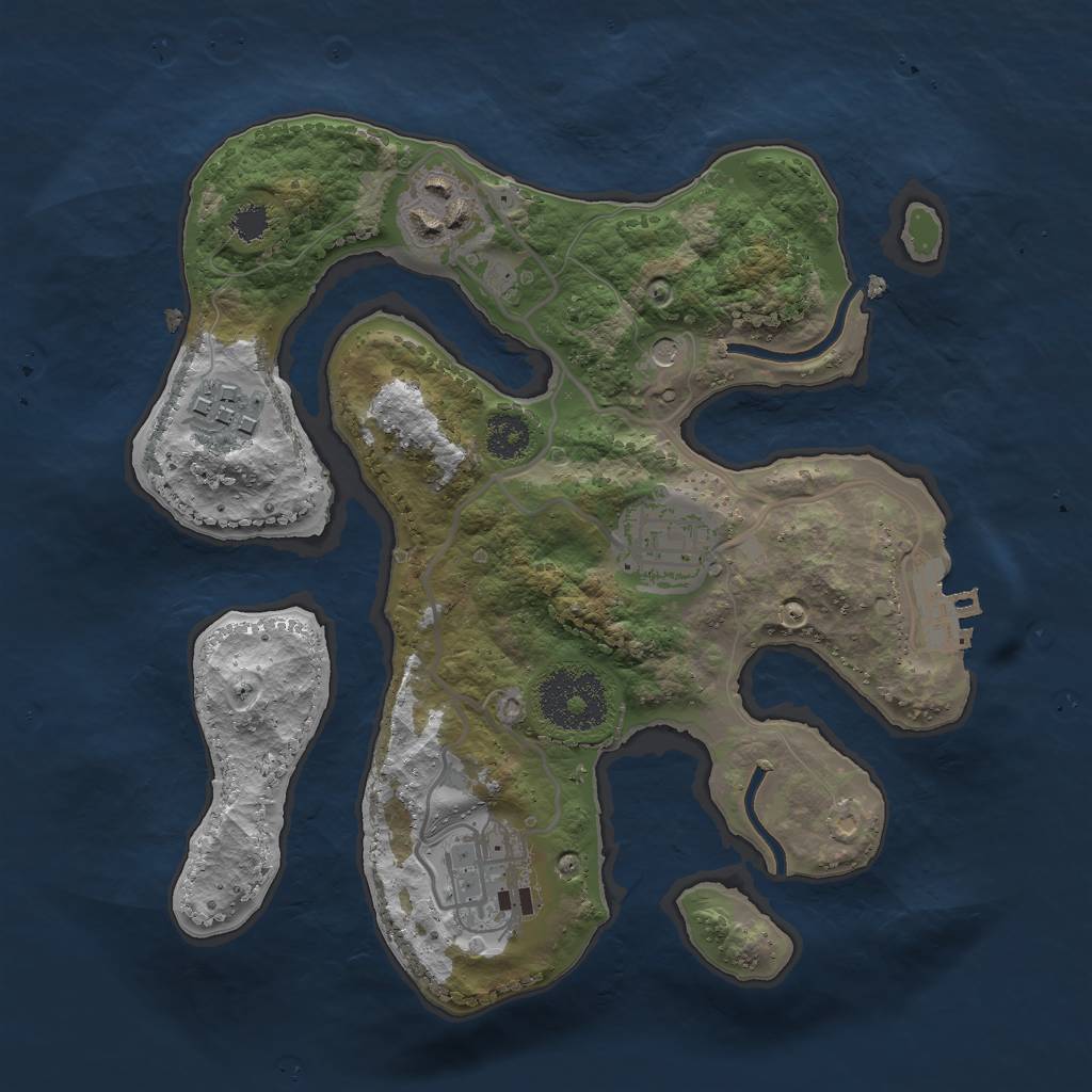 Rust Map: Procedural Map, Size: 2500, Seed: 1051251406, 8 Monuments