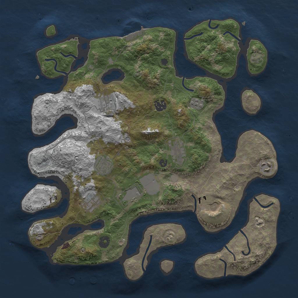 Rust Map: Procedural Map, Size: 3750, Seed: 6, 13 Monuments