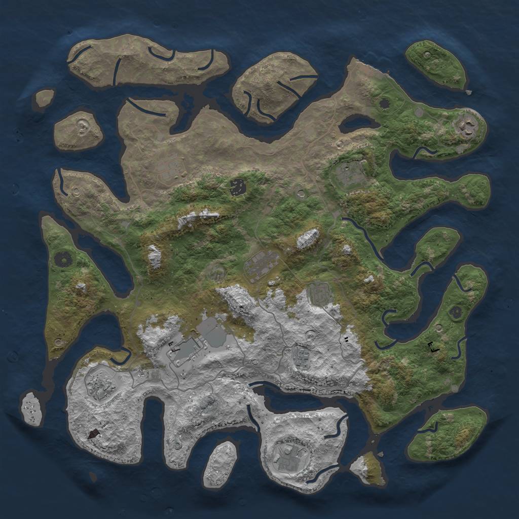 Rust Map: Procedural Map, Size: 4500, Seed: 24562564, 14 Monuments