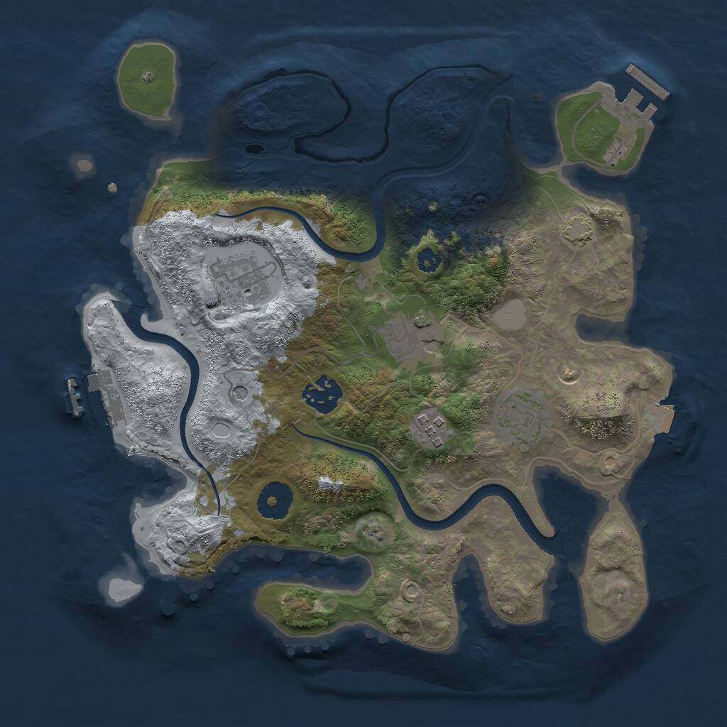 Rust Map: Procedural Map, Size: 3000, Seed: 805025423, 10 Monuments