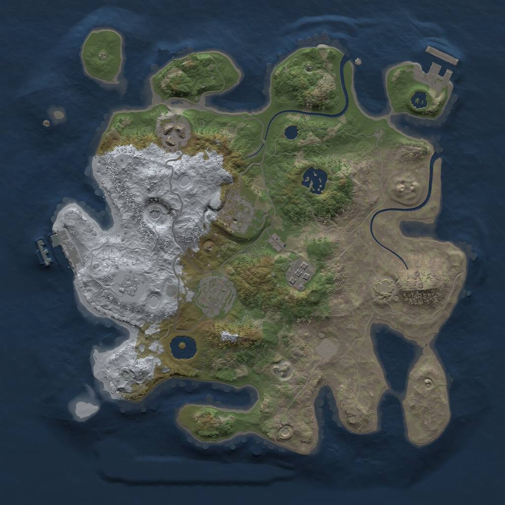 Rust Map: Procedural Map, Size: 3000, Seed: 805025423, 11 Monuments
