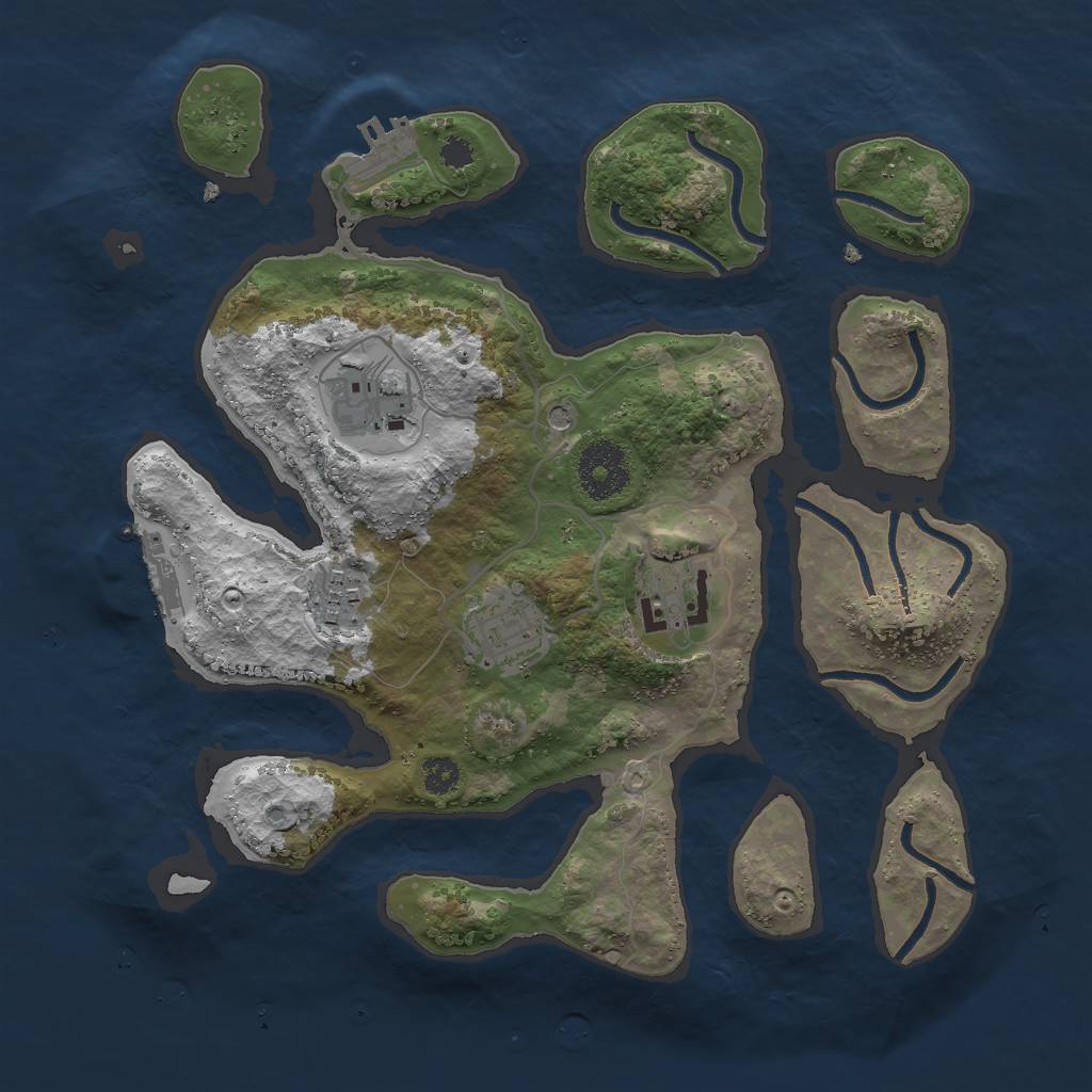 Rust Map: Procedural Map, Size: 3000, Seed: 805025423, 9 Monuments