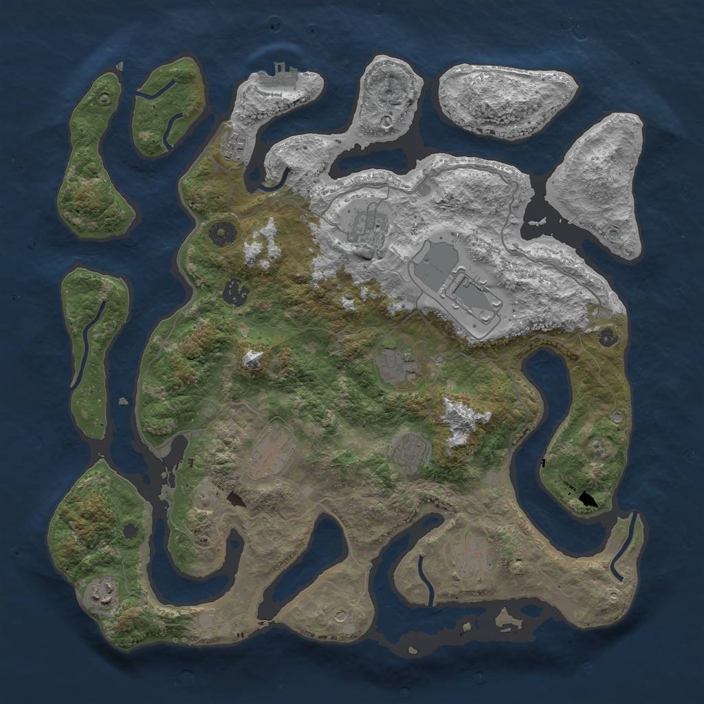 Rust Map: Procedural Map, Size: 4000, Seed: 189495, 13 Monuments