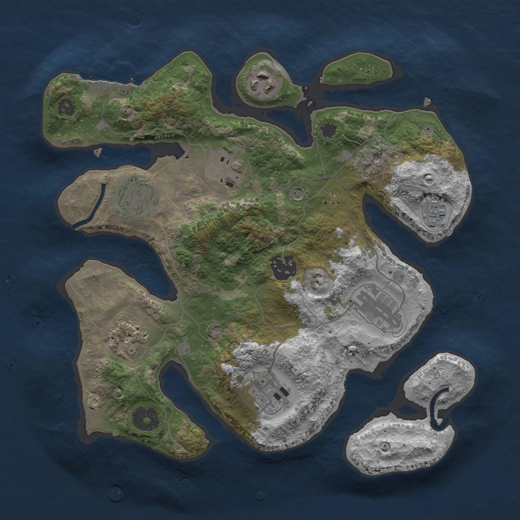 Rust Map: Procedural Map, Size: 3000, Seed: 1105454087, 12 Monuments